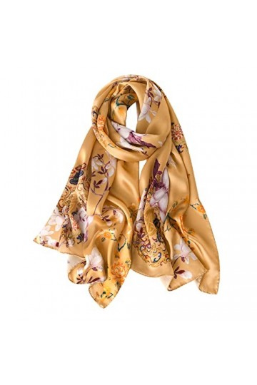 STORY OF SHANGHAI Femme Foulard 100% Soie de Mûrier Coloré Echarpe Léger Elégant Coupe Manuel pour votre Lady