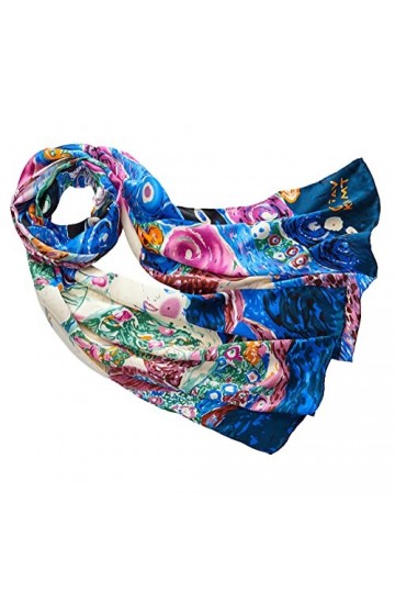 prettystern Femme 160cm D´art Tableau Peinture Imprimé Echarpe Foulard Vert en Soie Klimt le Parc en Vert P899