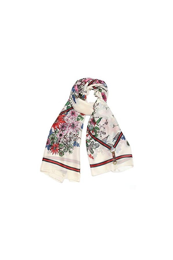 LANSILK Écharpes Foulards Soie Femmes - Foulard en soie légère respirante, châle, grande écharpe longue élégant cachemire à l