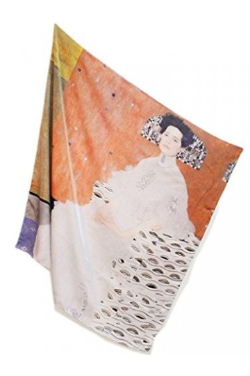 prettystern Xxl Grande-taille étole-carré Châle En Soie 16mm DÉpaisseur Roulé à La Main Klimt portrait De Fritza Riedler P06