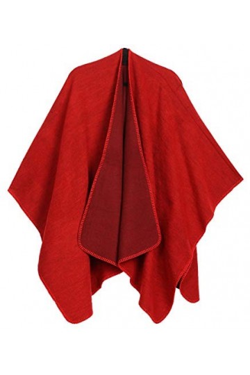 Sakkas 1930 - Couverture Cape Ruana pour Femme avec Large Poncho réversible et Foulard Mari - Rouge - OS