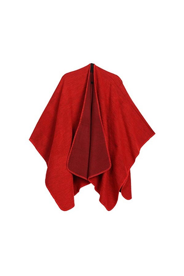 Sakkas 1930 - Couverture Cape Ruana pour Femme avec Large Poncho réversible et Foulard Mari - Rouge - OS