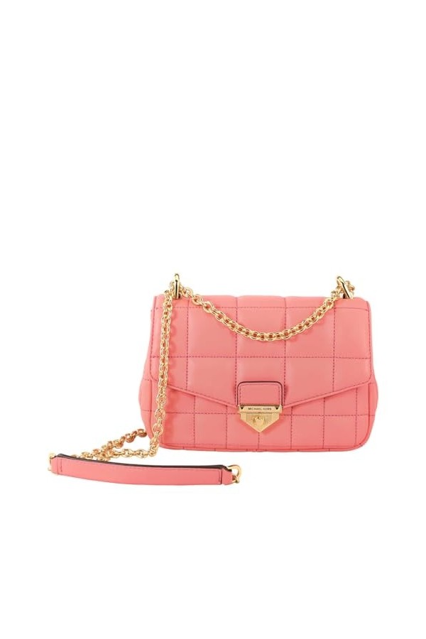 Michael Kors Soho Petit sac à bandoulière matelassé en cuir Rose thé, Rose Tea 