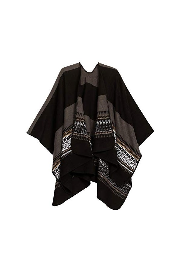 Sakkas 1930 - Couverture Cape Ruana pour Femme avec Large Poncho réversible et Foulard Mari - Rouge - OS