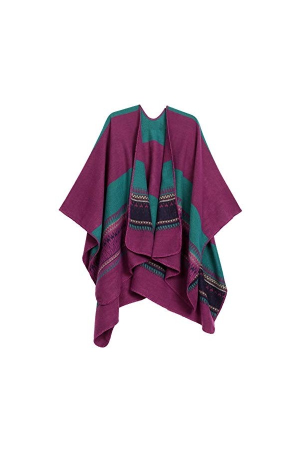 Sakkas 1930 - Couverture Cape Ruana pour Femme avec Large Poncho réversible et Foulard Mari - Rouge - OS