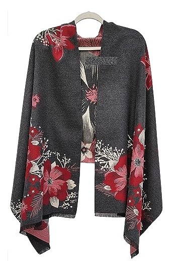 GFM® Châle écharpe de style pashmina à texture cachemire pour lautomne et lhiver YCA-A , 42-bhll-gris rouge, L