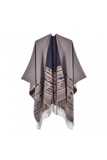Lifetooler Poncho pour Femme Cardigan à Devant Ouvert Cape réversible dhiver Cape imprimée surdimensionnée Couverture en Tar