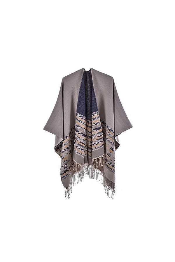 Lifetooler Poncho pour Femme Cardigan à Devant Ouvert Cape réversible dhiver Cape imprimée surdimensionnée Couverture en Tar