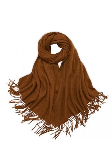 LumiSyne Hiver Senior Écharpe En Cachemire Couleur Unie Pour Femme Chaud Pashmina Foulards Frange Laine Douce Longue Épaissie