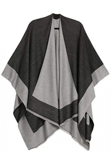 Sakkas 1925 - Écharpe Cape Large en Poncho avec Large Poncho Ouvert Devant Nila pour Femmes - Ruana - Noir,Taille unique