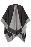 Sakkas 1925 - Écharpe Cape Large en Poncho avec Large Poncho Ouvert Devant Nila pour Femmes - Ruana - Noir,Taille unique