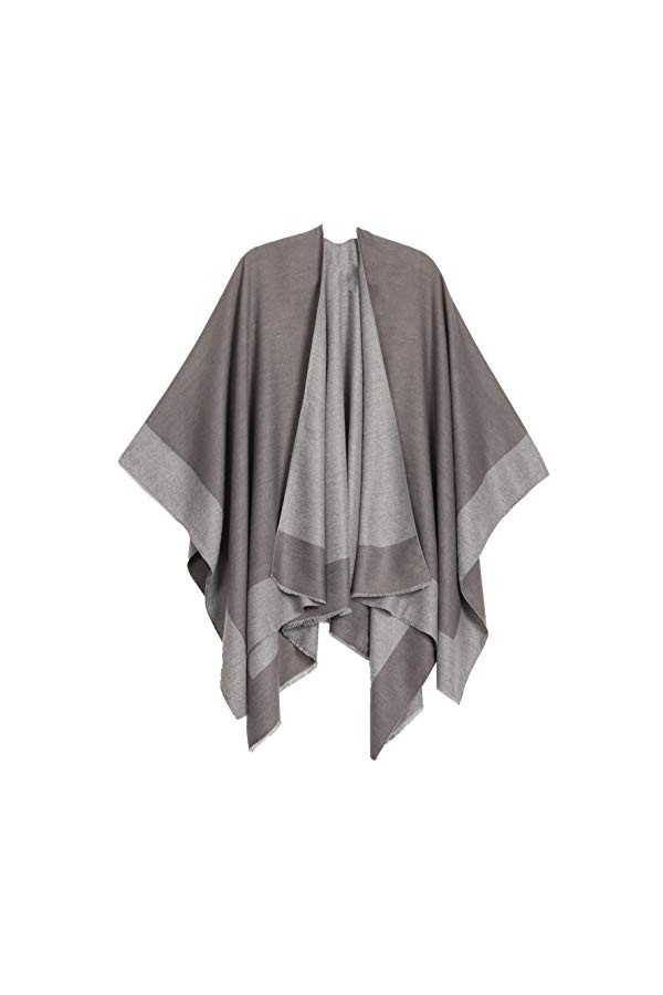 Sakkas 1925 - Écharpe Cape Large en Poncho avec Large Poncho Ouvert Devant Nila pour Femmes - Ruana - Noir,Taille unique