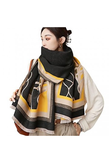 LumiSyne Hiver Écharpe Châle En Cachemire Pour Femmes Épissage De Couleur Motif Animalier Chaud Pashmina Foulards Frange Lain