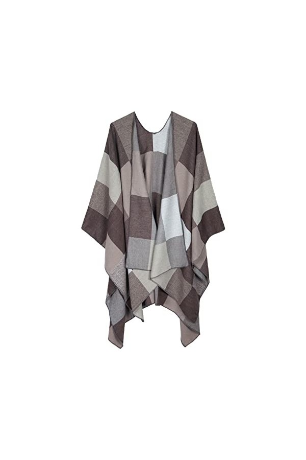 DiaryLook Poncho châle surdimensionné imprimé pour femme réversible ouvert sur le devant, Couleur-5, taille unique