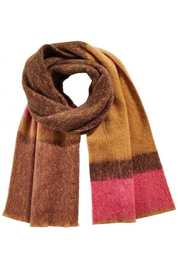 Amazon Essentials Écharpe texturée brossée Femme, Rose Fluo/Brun Châtaigne Foncé, Taille Unique