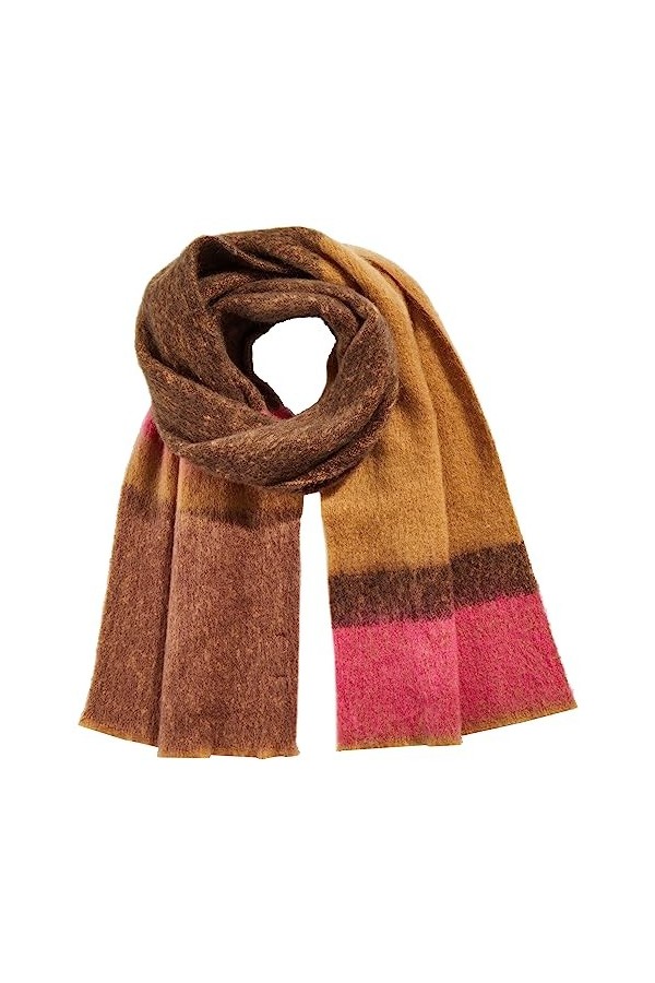 Amazon Essentials Écharpe texturée brossée Femme, Rose Fluo/Brun Châtaigne Foncé, Taille Unique