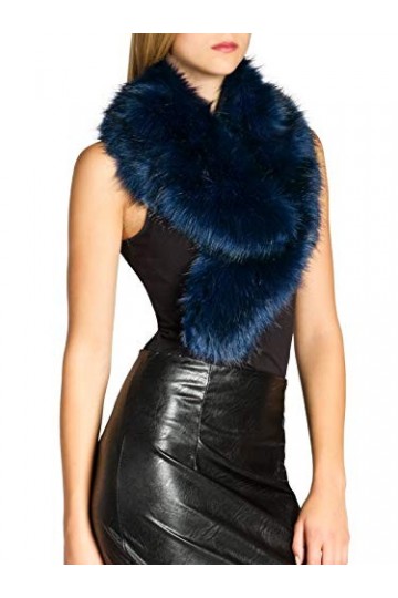 Caspar STO001 Faux col en imitation fourrure pour femme, Couleur:bleu, Taille:Taille unique