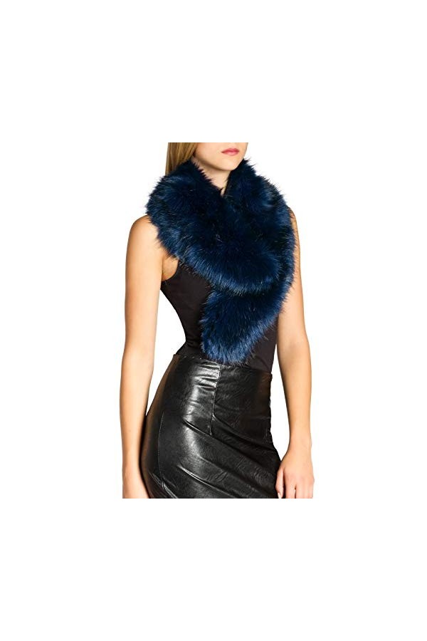 Caspar STO001 Faux col en imitation fourrure pour femme, Couleur:bleu, Taille:Taille unique
