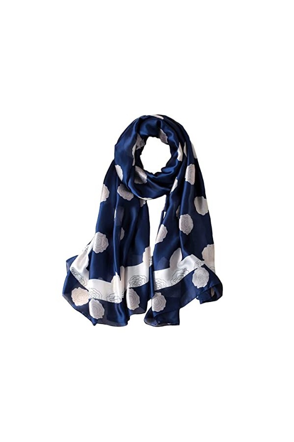 Écharpe en soie légère pour femme 172,7 x 109,2 cm - Bleu - Taille unique