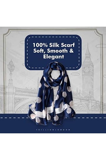 Écharpe en soie légère pour femme 172,7 x 109,2 cm - Bleu - Taille unique