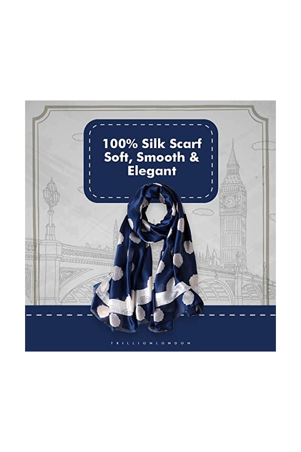 Écharpe en soie légère pour femme 172,7 x 109,2 cm - Bleu - Taille unique