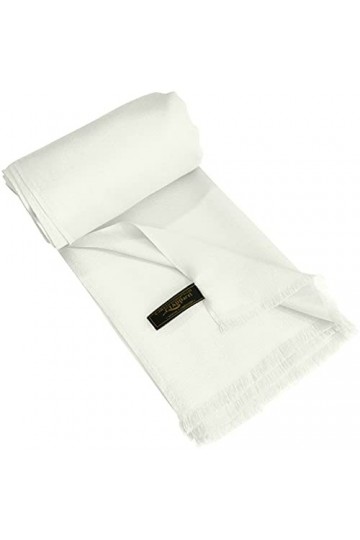 CJ Apparel Foulard à franges couleur unie - Pashmina, blanc éclatant, taille unique