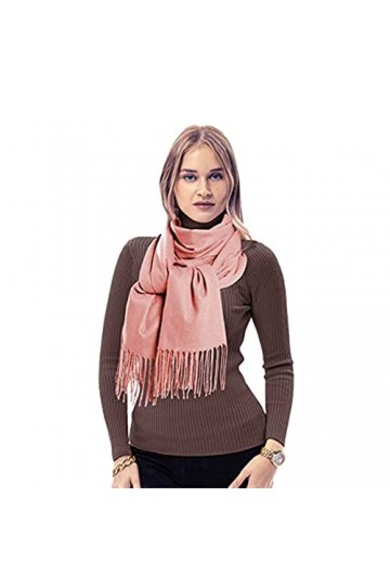 Kyniog Foulards et écharpes pour femme - Foulard uni tendance pour toutes les tenues, rose, L