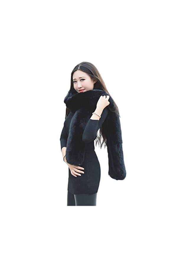 LDFWAY Écharpe longue en fausse fourrure pour homme et femme - Noir - Taille Unique