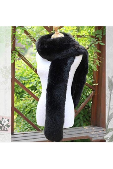 LDFWAY Écharpe longue en fausse fourrure pour homme et femme - Noir - Taille Unique