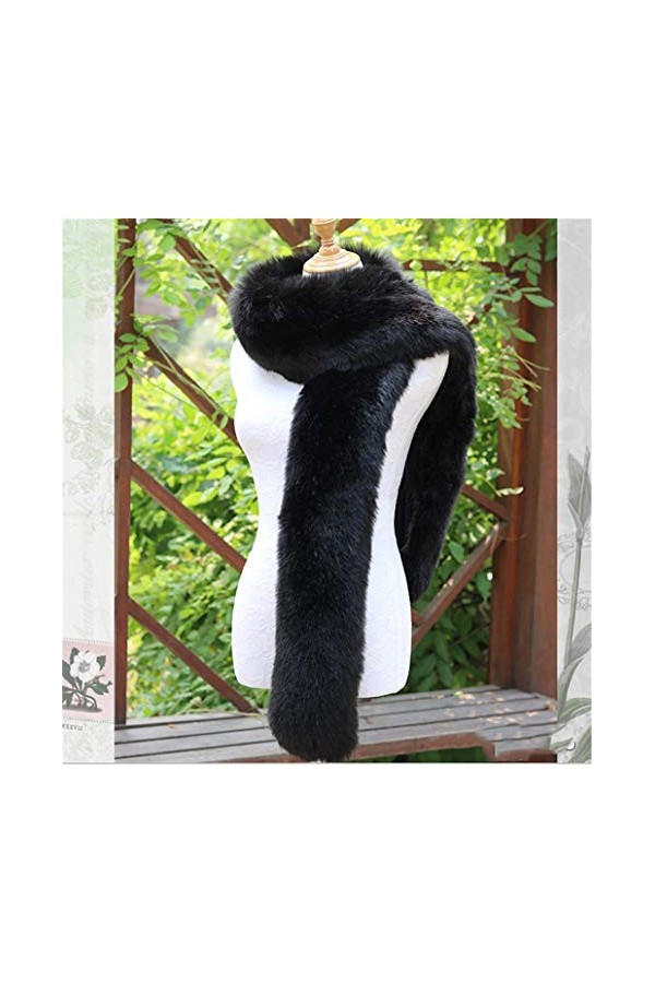 LDFWAY Écharpe longue en fausse fourrure pour homme et femme - Noir - Taille Unique