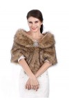 Aukmla 1920 mariée mariage fausse fourrure châle Wrap mariée fourrure écharpe fourrure Wraps et châles pour les femmes marro