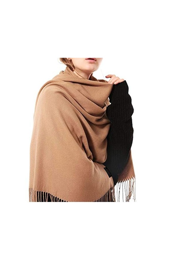 Pashmina Écharpe pour femme couleurs assorties Mélange de laine cachemire Grand format 200 x 70 cm de qualité supérieure, é