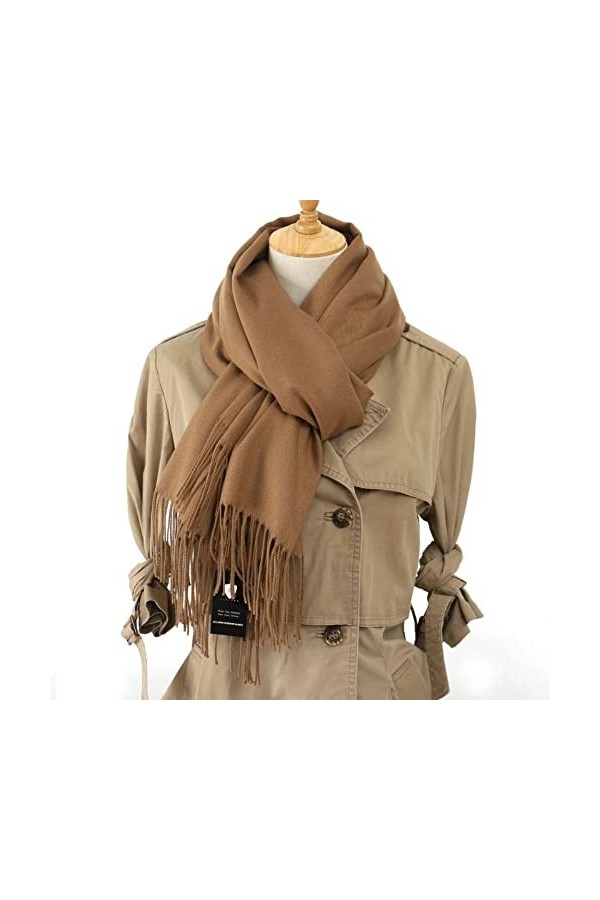 Pashmina Écharpe pour femme couleurs assorties Mélange de laine cachemire Grand format 200 x 70 cm de qualité supérieure, é