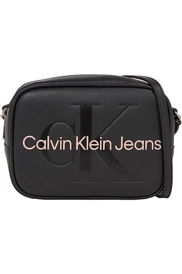 Calvin Klein Sac pour Appareil Photo sculpté 18 Mono, Crossovers Femme, Noir avec Rose, Taille Unique