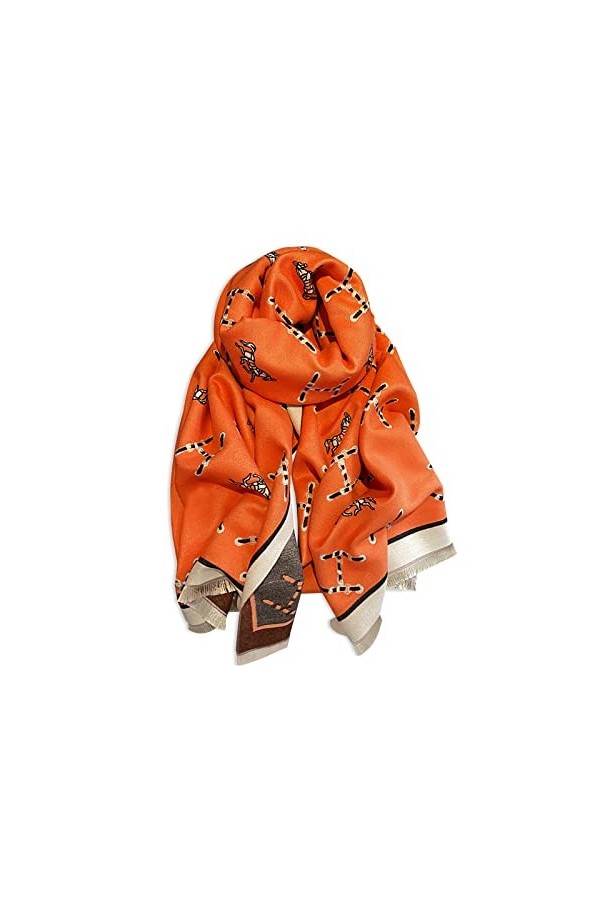 LumiSyne Hiver Écharpe Châle En Cachemire Pour Femmes Motif Lettre Et Rétro Cheval Chaud Écharpe Pashmina Avec Gland Douce Lo