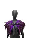 LICHENGTAI Femmes Plume Haussement Châle Cape, Collier de poncho Châle Étole En Plumes Collier Cap Halloween Carnaval Adulte 
