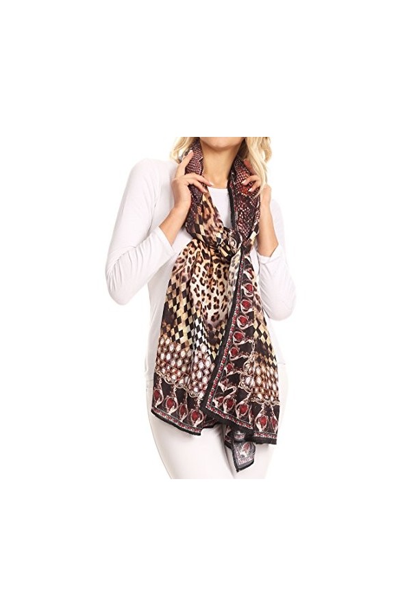 Sakkas P38 - Tuma Coloré imprimé léger Gauzy écharpe châle - 17250-Bleu/noir-nid dabeilles - OS