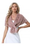 Allegra K Châle en fausse fourrure pour femme hiver années 1920 étole mariage Wraps, rose, L