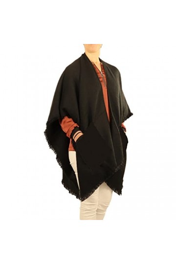 EFERRI Womens Aine Pashmina Shawl, Negro, Poncho