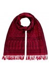 Maharanis Écharpe jacquard tissée à la main - 100 % soie pure - Rouge/noir