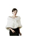 Femme Châle de Mariée en Faux Fourrure Mariage Epaulière Echarpe Dame épaulette Veste Manteau de Fourrure Boléro Cape Wraps P