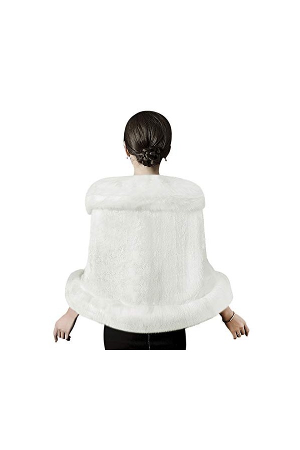 Femme Châle de Mariée en Faux Fourrure Mariage Epaulière Echarpe Dame épaulette Veste Manteau de Fourrure Boléro Cape Wraps P