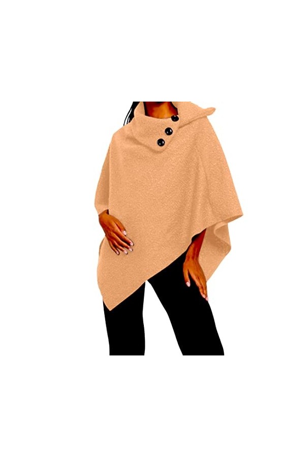 Générique Poncho Femme Tendance et Élégant Avec Boutons Châle chaud Taille Standard