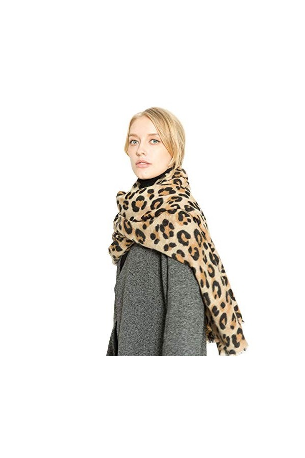Amorar Femmes Echarpe Hiver Chaud Cachemire Pashmina Châle Wrap Imprimé Léopard Longue Écharpe Col Chaud