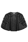 Belle Poque Femmes 1920s Châle Shrug Sequin Vintage Wrap Soirée Cape pour Robe, doré, S