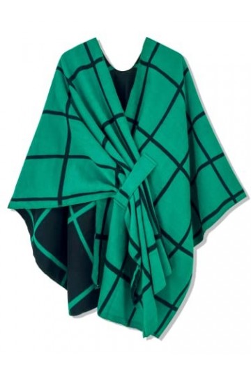 HIKARO Poncho dhiver Mode Femme Réversible Châle Écharpe Wrap Chaud Cardigan Créatif Manteau