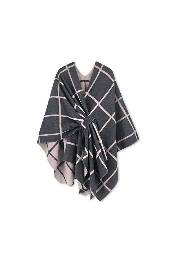 HIKARO Poncho dhiver Mode Femme Réversible Châle Écharpe Wrap Chaud Cardigan Créatif Manteau