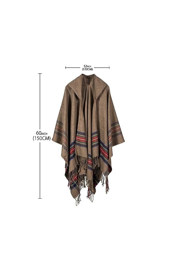 Lifetooler Poncho pour Femme Cardigan à Devant Ouvert Cape réversible dhiver Cape imprimée surdimensionnée Couverture en Tar