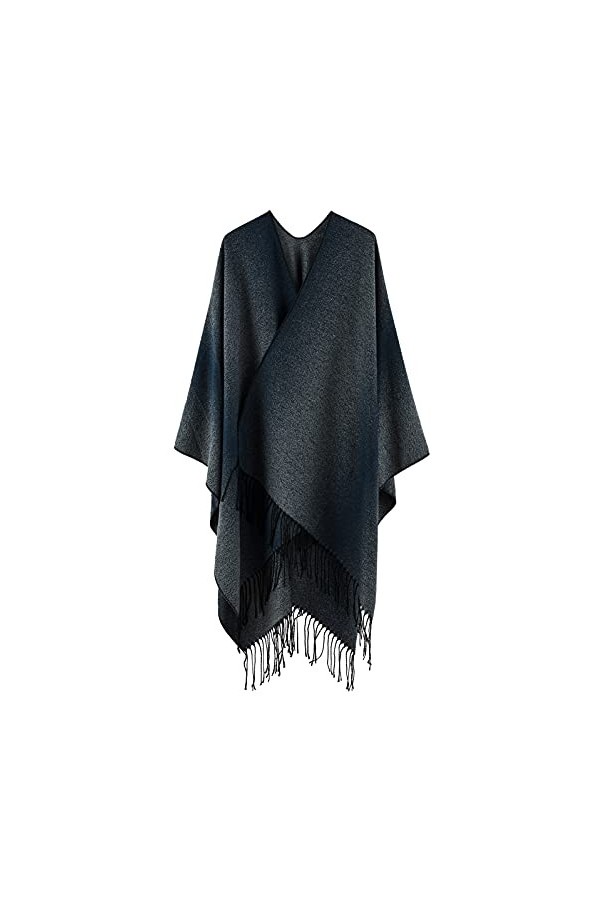 Maeau - Écharpe Femme avec Franges pour Automne et Hiver Poncho Dégradé de Couleur Unie Châle Cachemire Doux 130 * 160CM Cape