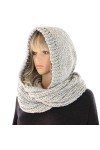 MEIBAOGE Femmes Hiver Tricot Capuche Infinity Écharpe Coupe-Vent Châle Wrap Cache-Cou Cache-Cou, Écharpe À Capuche-Gris Clair